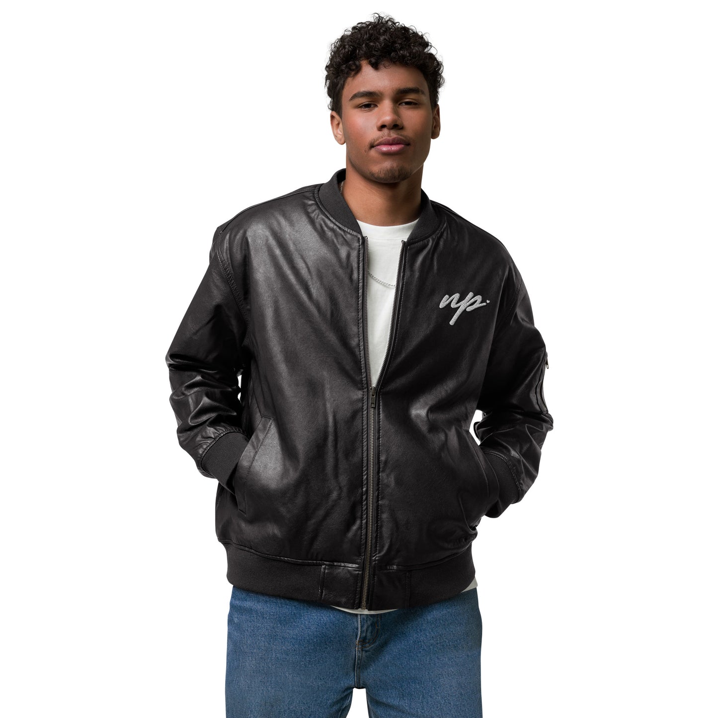 np leather bomber jacket