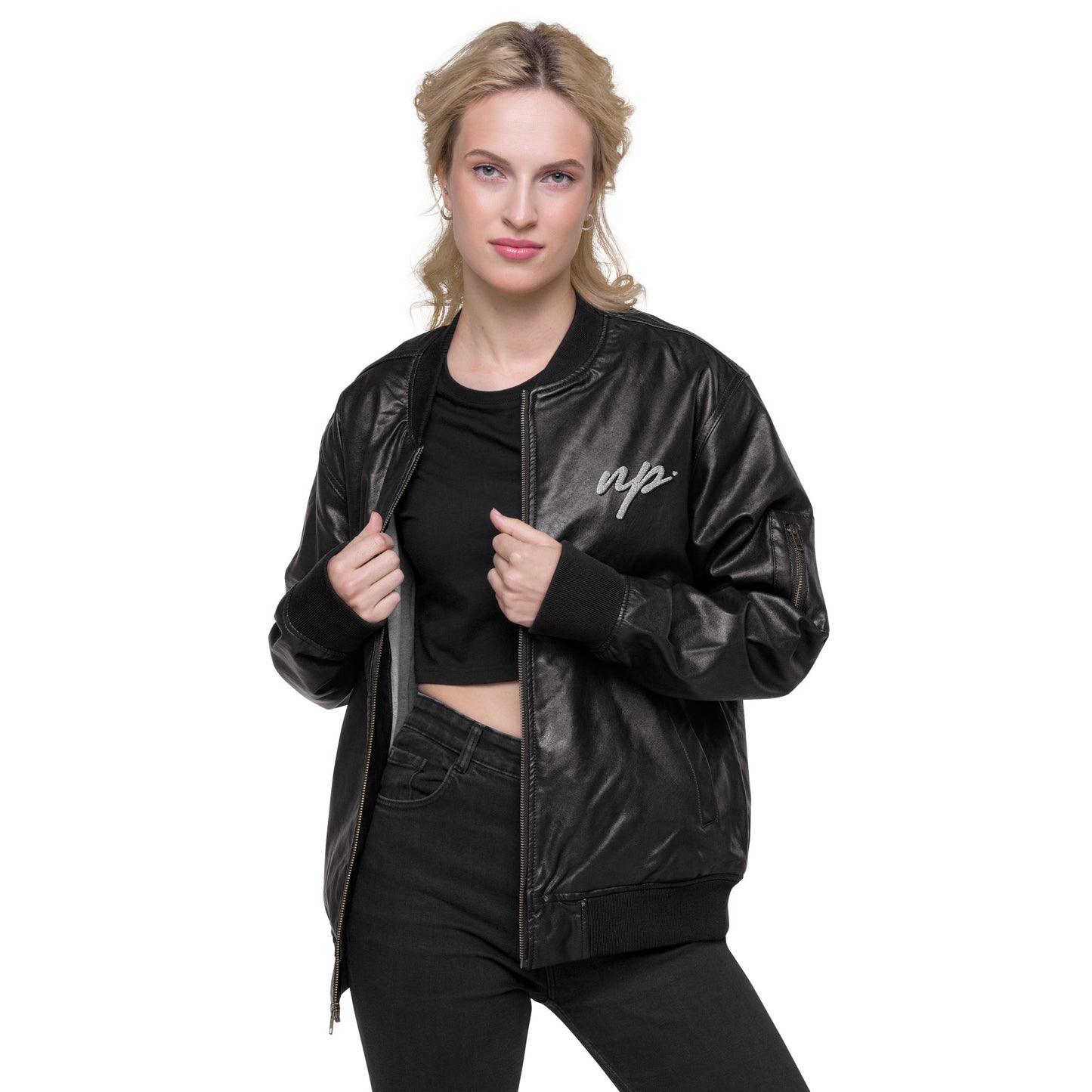 np leather bomber jacket