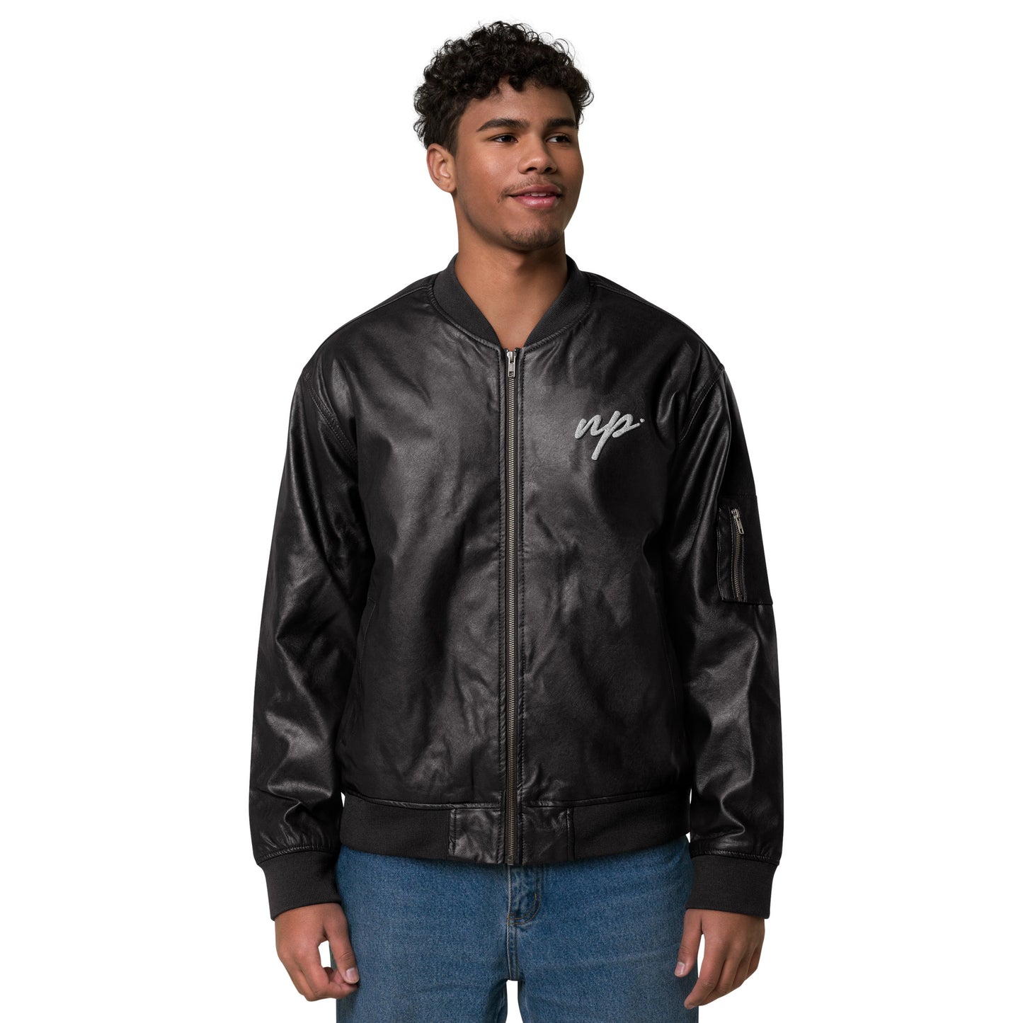 np leather bomber jacket