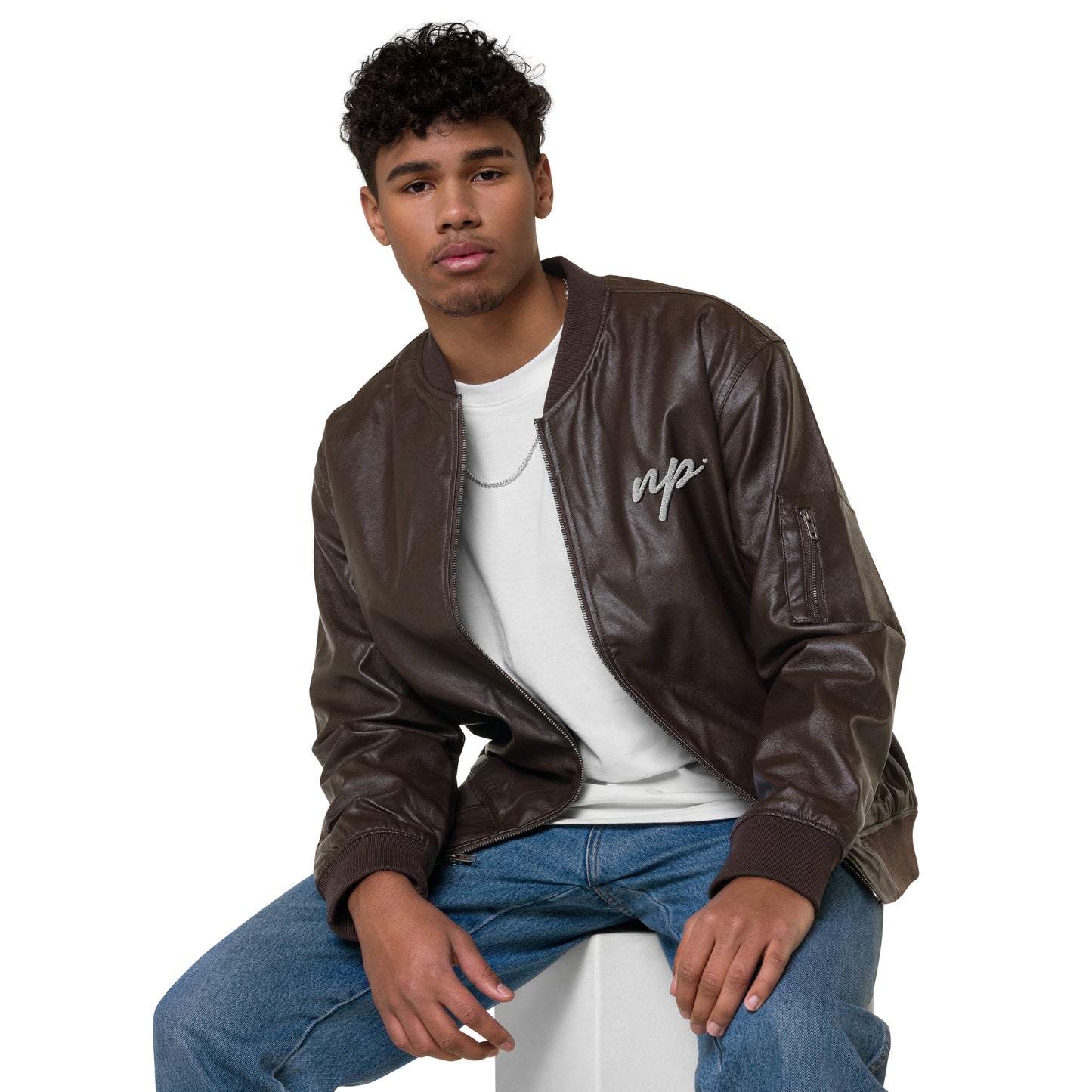 np leather bomber jacket