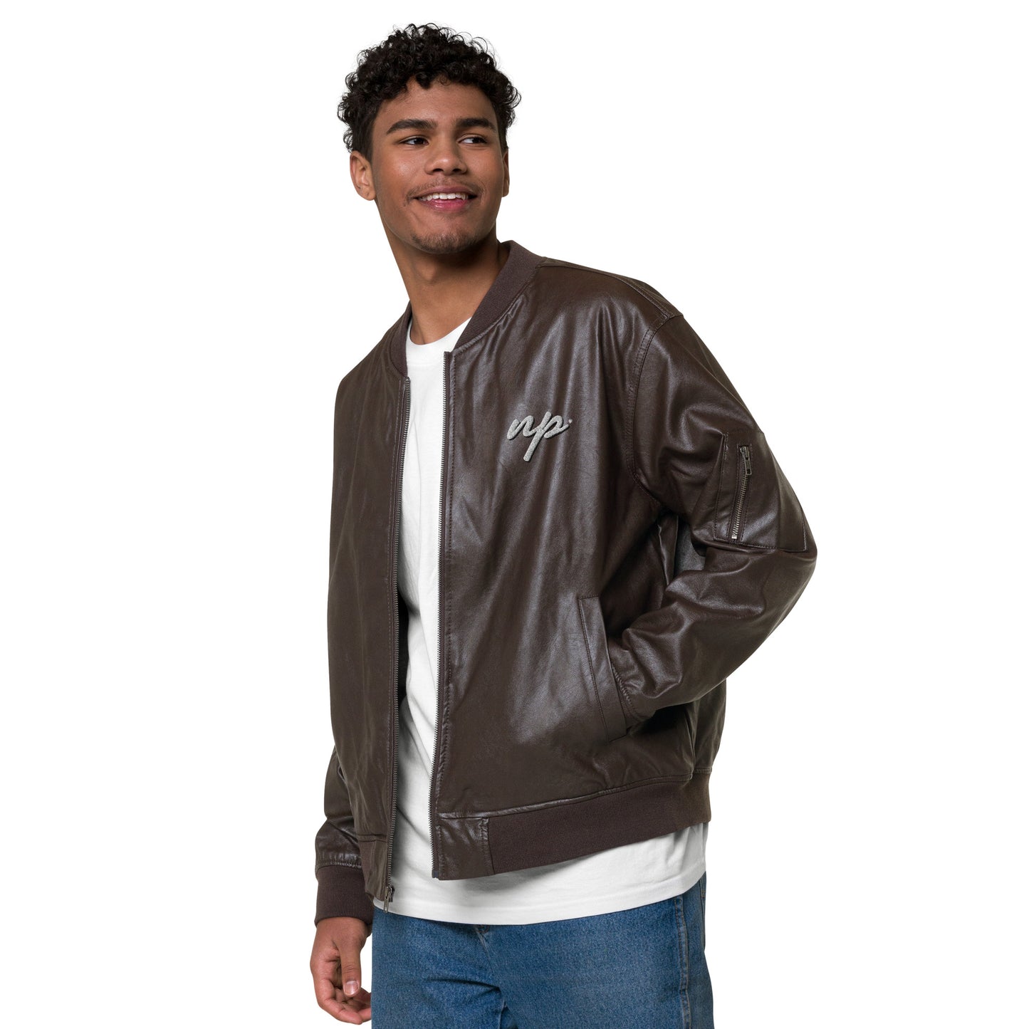 np leather bomber jacket