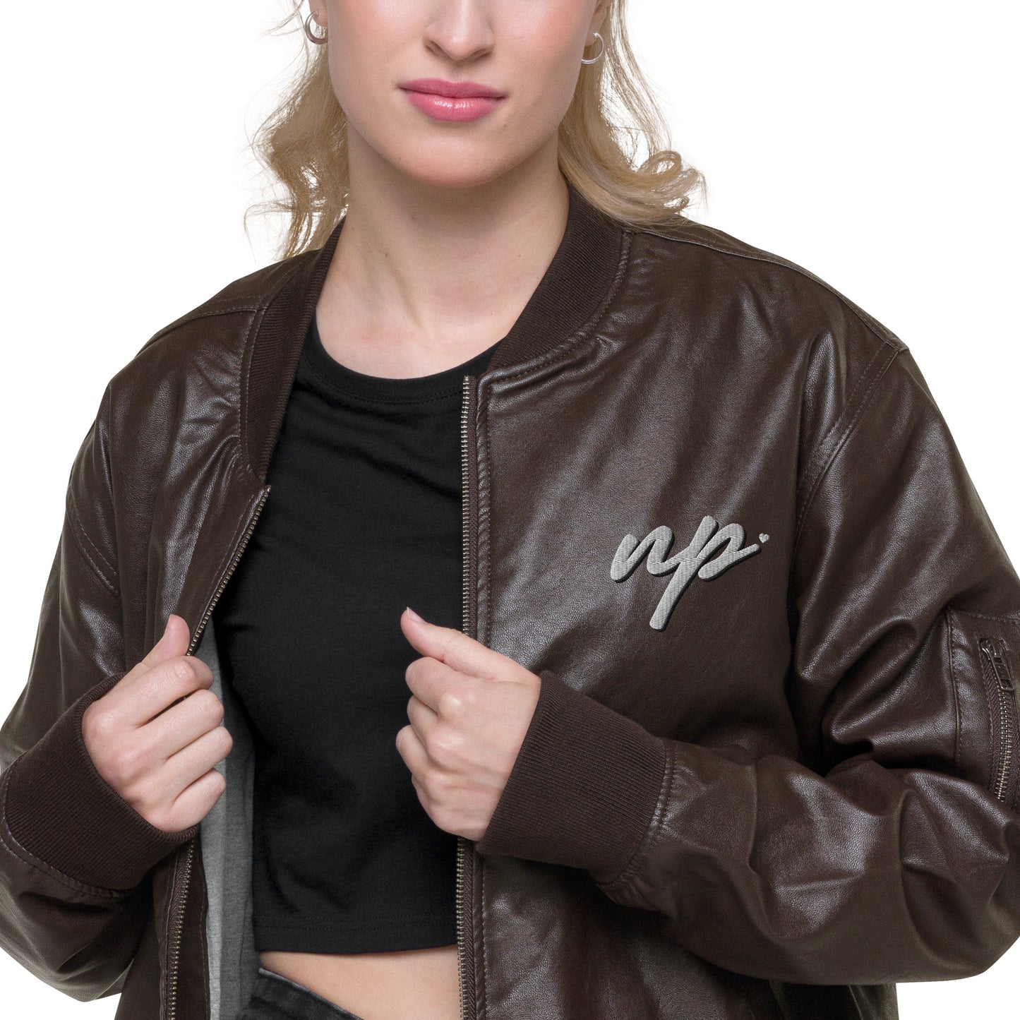 np leather bomber jacket